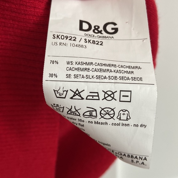 Dolce & Gabbana Cashmere Silk Short Sleeve Red Sweater XS - Picture 4 of 7